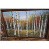 Image 2 : LARGE OIL ON CANVAS, BIRCH TREES IN ORNATE GUILT GOLD FRAME