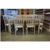 Image 2 : ASHLEY FLOOR MODEL NATURAL WOOD LOOK SOLID DINING TABLE WITH 6 UPHOLSTERED SEAT CHAIRS, RETAIL $2199