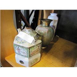 ANTIQUE MADE IN JAPAN TEAPOT AND 2 VASES