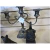 Image 3 : MINI CAST IRON STOVE, DOG BOOKENDS, AND CANDELABRA