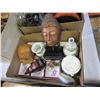 Image 2 : 2 TRAYS AND BOX OF EASTERN FIGURES, CARVED WOOD DECOR, AND VASES