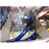 Image 2 : 2 ART GLASS DOLPHINS, AND TRAY OF DECANTERS AND STEINS
