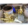 Image 1 : CERAMIC PLANTER, GOLD DRAGON FIGURES, CRYSTAL BOWL, AND FIGURES