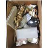 Image 2 : BOX OF COASTERS, LAMP, AND ESTATE GOODS