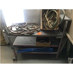 Cart w/2 acetylene hoses (one newer one) plus 1 smaller hose