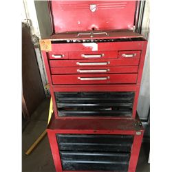 Beach 15 compartment roll away tool box complete with assorted socket set, screw drivers, asst'd wre