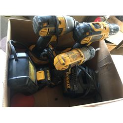 De-Walt cordless drill driver #DC720 - 1/2", DeWalt Cordless impact driver 1/4", DeWalt cordless scr