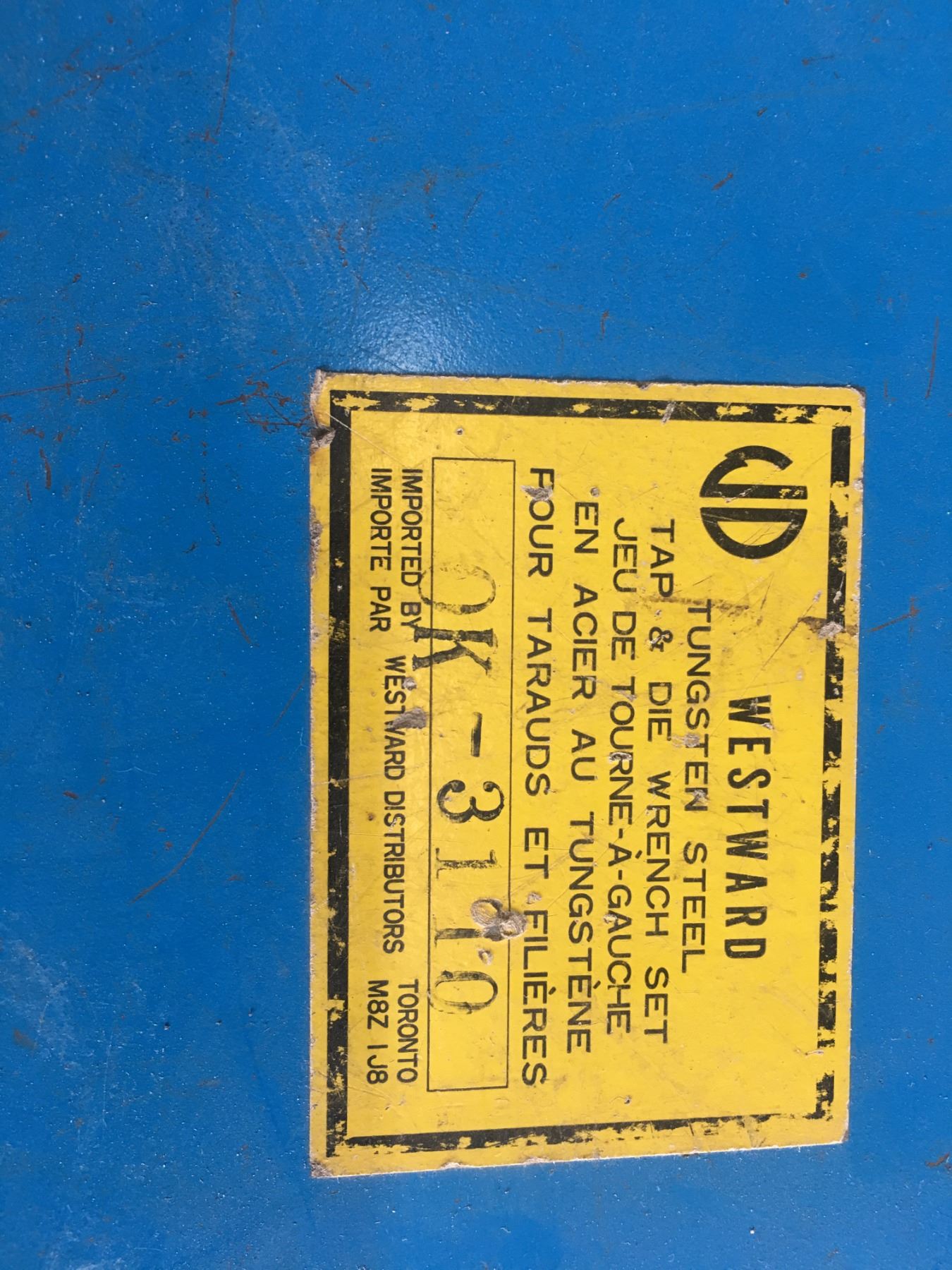 Westward Tap & Die wrench set 9110 pc SAE & metric)