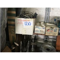4 shelves of used misc. engines, clutches, brake & transmission parts