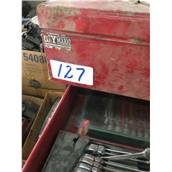 H.D. 3 compartment parts cart w/sockets, puller set, wrenches plus 3 tool boxes