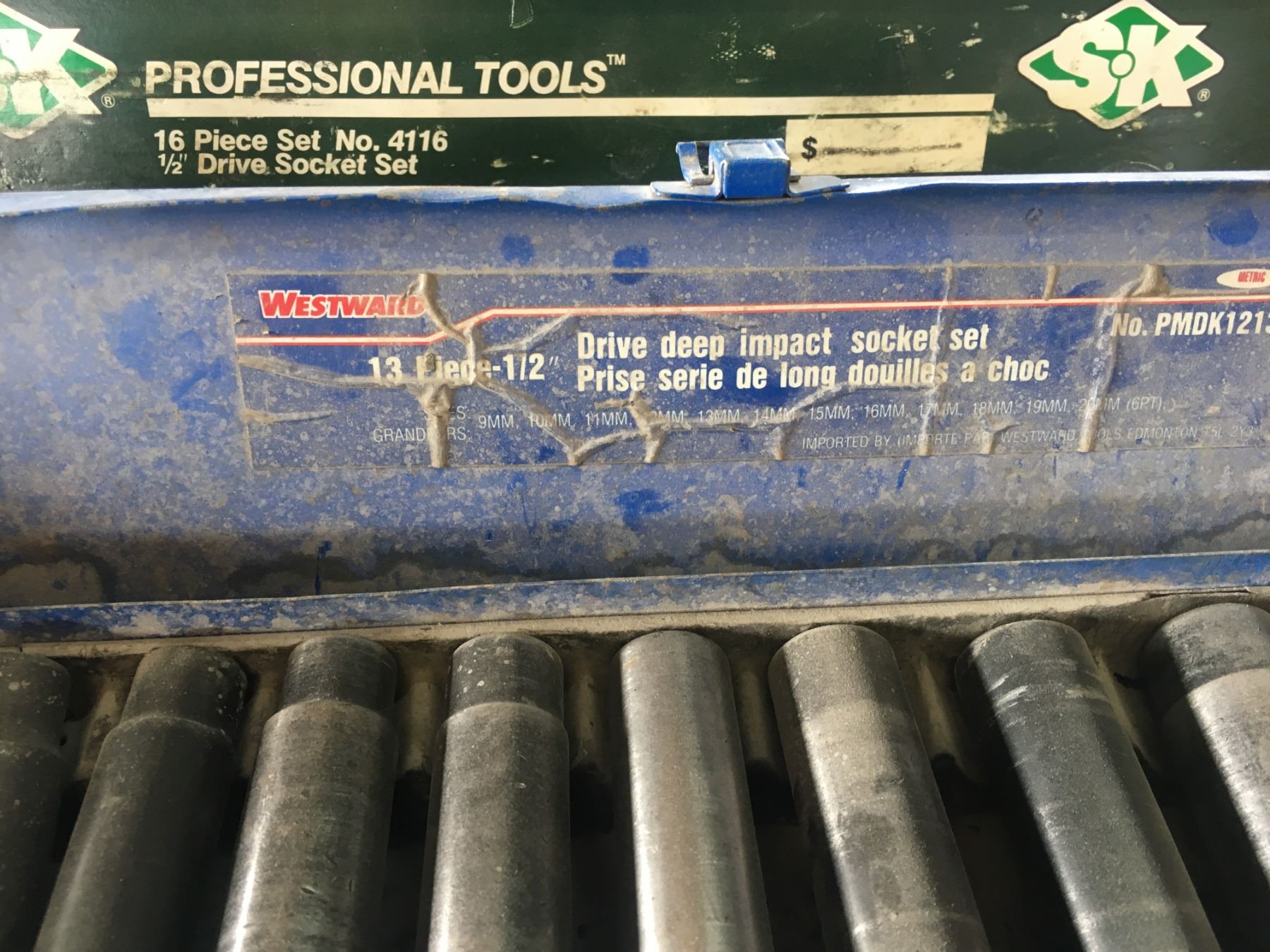 SK & Westward 4 sets various size deep sockets, 1/2" driver set