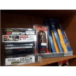 300 WATT INVERTOR, TWO CAR LOCKS, REVOLVING LIGHTS AND PRY BAR