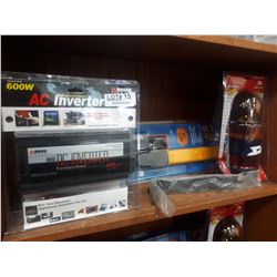 600 WATT INVERTOR, TWO CAR LOCKS, REVOLVING LIGHTS AND PRY BAR