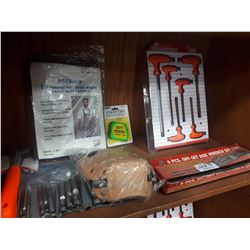 6 PIECE BOX WRENCH, 6 PIECE HEX DRIVER, HOLLOW PUNCH SET, SCRAPER, ETC