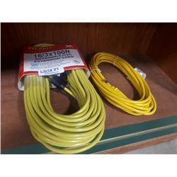 100 FT AND 25 FT OUTDOOR EXTENSION CORDS