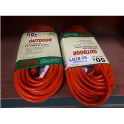 TWO FIFTY FOOT OUTDOOR EXTENSION CORDS