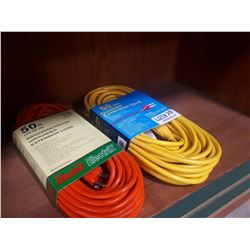 TWO FIFTY FOOT OUTDOOR EXTENSION CORDS