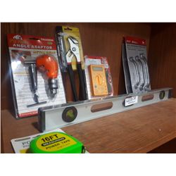 2 WRENCH SETS, MULTI-METER, PLIERS, LEVEL, ETC