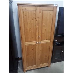 PINE ARMOIRE-STYLE WINE CUPBOARD WITH LOCK