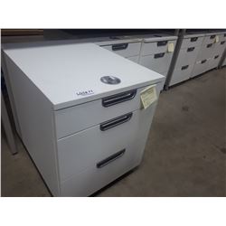 WHITE IKEA THREE DRAWER ROLLING CABINET WITH LOCK