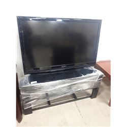 DYNEX FLAT SCREEN TV WITH BLACK GLASS STAND-NO POWER CORD