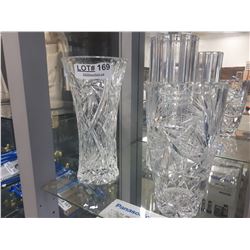 THREE GLASSES VASES-TWO PINWHEEL CRYSTAL
