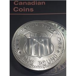 ONE POUND .996 TITANIUM US MINT BULLION ROUND \"WALKING LIBERTY\"