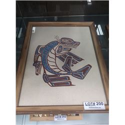 NATIVE PICTURE ON CANVAS, FRAMED BY WOODWARDS