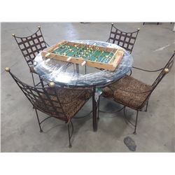 WROUGHT IRON BEVELLED GLASS PATIO SET