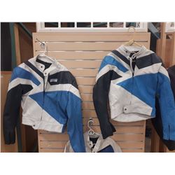 HIS AND HERS PAIR OF MATCHING COW HIDE LEATHER JACKETS, XL, M SIZE