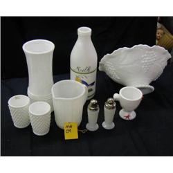 ASST. MILK GLASS COLLECTION (9 PCS) INCLUDES COMP