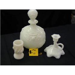 MILK GLASS, 1920S, 3 PCS., INCLUDES OVERSIZED (3)