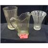 Image 1 : 1940S CLEAR PRESSED GLASS INCLUDES 9in VASE, 7 1/