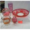 Image 1 : FLASH CRANBERRY GLASSWARE INCLUDES COMPOTE, ICE B