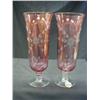 Image 1 : 1930 PR CRANBERRY FLASH FTD. VASES CUT RND FLOWER
