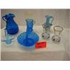 Image 1 : ASST. BLUE GLASSWARE LOT INCLUDES, SATIN GLASS BA