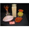 Image 1 : ART GLASS LOT INCLUDES 1920S VASE (DECO) HAND PAI