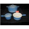 Image 1 : BLUE ENAMELWARE 3 PC SET DESCOWARE MADE IN BELGUI