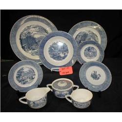 CURRIER and IVES BLUE and WHITE SERVICE FOR 8 INC