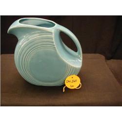 1930S HOMER LAUGHLIN FIESTA TURQUOISE DISK PITCHE