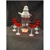 Image 1 : 1920S DECO RUBY RED and S.S. 7PC MARTINI SET, BAK