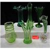 Image 1 : ASST GREEN VASE LOT INCLUDES 1940 10in FOREST GRE