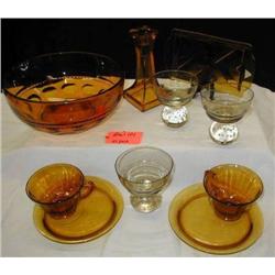 DEPRESSION AMBER GLASS INCLUDES, AMBER 9in BOWL, 
