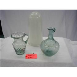 EARLY 1900S HANDBLOWN SWIRL GLASS PITCHER 5in, BU