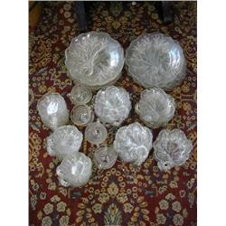 1930S CLEAR CABBAGE LEAF SET INCLUDES (6) LUNCHEO
