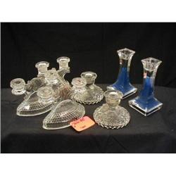 1920 DEPRESSION PRESSED GLASS CANDLE HOLDER LOT I