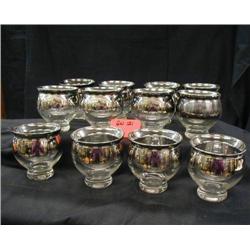 1950 MERCURY GLASS SEAFOOD GLASS SET, 11 PCS. EXC