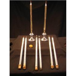 1930 MERCURY GLASS CANDLESTICKS W/CHROME BASE (4)