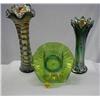 Image 1 : CARNIVAL GREEN GLASS INCLUDES (1) STRETCH VASE 12
