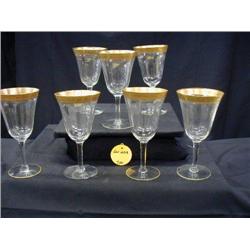 1920 TIFFIN WATER STEMWARE W/ROLLED GOLD FLORAL B